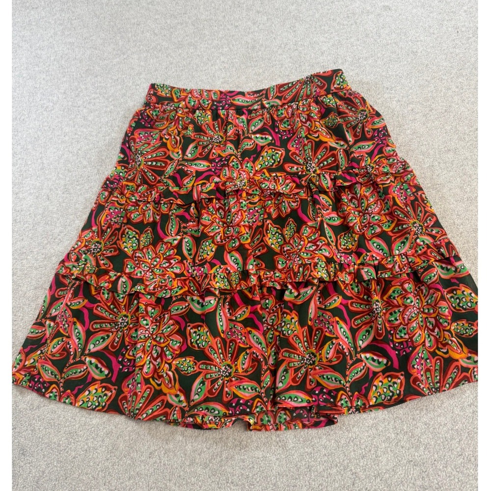 J.Crew Tiered Mini Skirt Women XXS Multicolor Floral Ruffle Excellent Condition